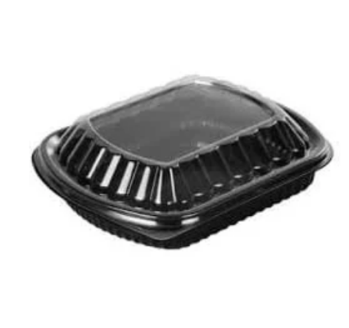Micro Cont Rect black 32 oz with transparent lid