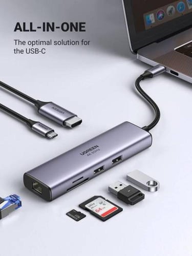 Ugreen 7 in 1 Multiport Adapter, With 4K@60Hz, 100...