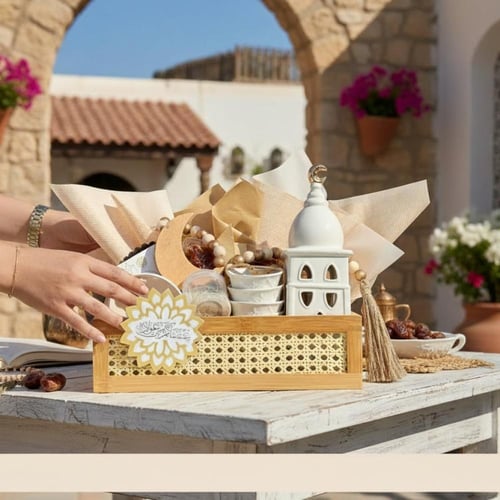 صندوق راتان ابيض وذهبي او اسود