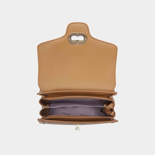 شنطة يد نسائية مع محفظة جلد بيج غامق (MUD)– تصميم...