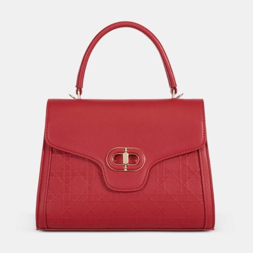 شنطة يد نسائية مع محفظة جلد احمر غامق – تصميم عصري...