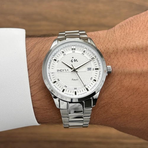 ساعة رجالية انديرا استيل بلون فضي