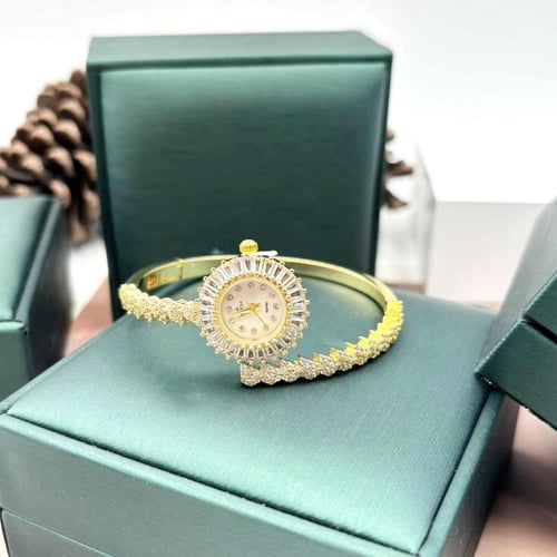 ساعة نسائية فاخرة مرصعة بفصوص الزركون - مثالية للم...