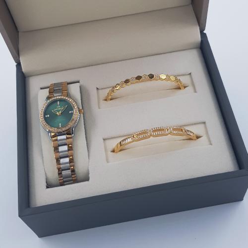 طقم ساعة واسوارتين نسائية ديفوشي استيل بلون فضي و...