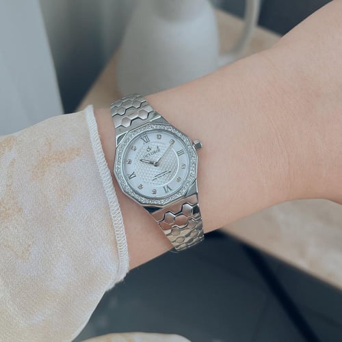 طقم ساعة واسوارتين نسائية ديفوشي استيل بلون فضي
