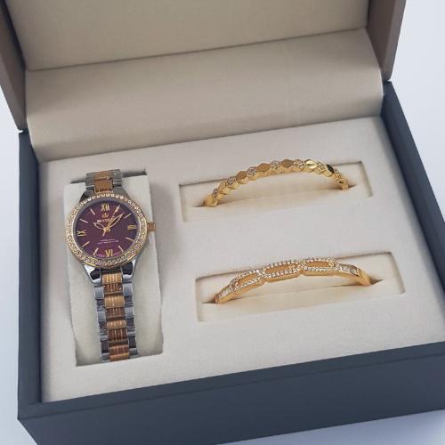 طقم ساعة نسائية ديفوشي استيل بلون فضي و ذهبي