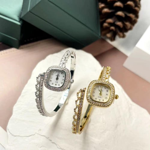 ساعة نسائية فاخرة مرصعة بفصوص الزركون - مثالية للم...