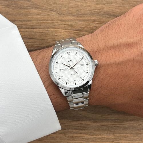 ساعة رجالية انديرا استيل بلون فضي