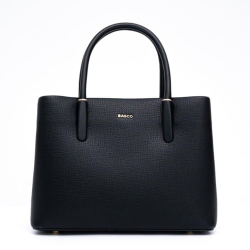 شنطة نسائية جلد مع حزام طويل و محفظة بلون اسود