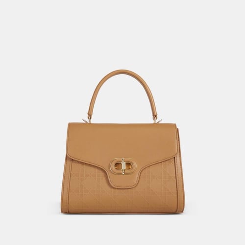 شنطة يد نسائية مع محفظة جلد بيج غامق (MUD)– تصميم...