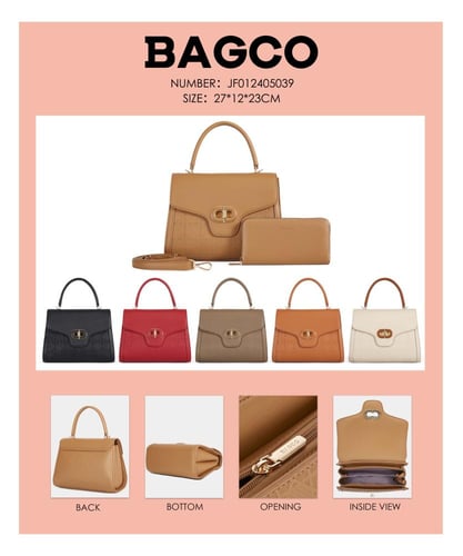 شنطة يد نسائية مع محفظة جلد بيج غامق (MUD)– تصميم...