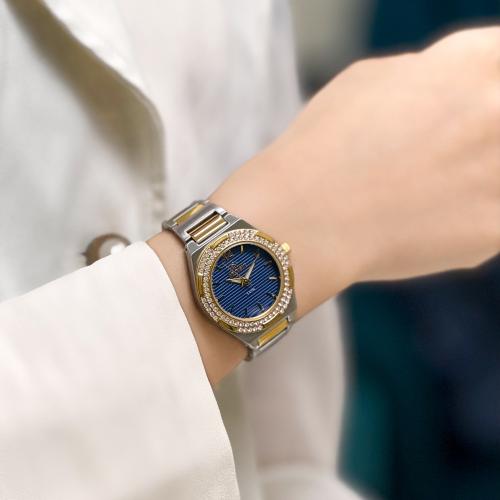 ساعة نسائية ديفوشي استيل بلون فضي ذهبي /BLUE