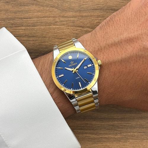 ساعة رجاليه ديفوشي ملفته بلون فضي و ذهبي