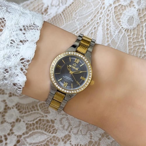 طقم ساعة نسائية ديفوشي استيل بلون فضي و ذهبي