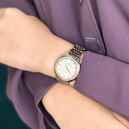 ساعة نسائية انديرا استيل بلون الفضي و الذهبي