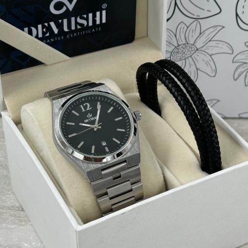 طقم نيلوفر الرجالي – ساعة ديفوشي وسوار جلد فاخر