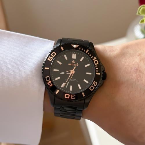 ساعة ديفوشي رجالية فضية بميناء اسود كاجوالوسوار اس...