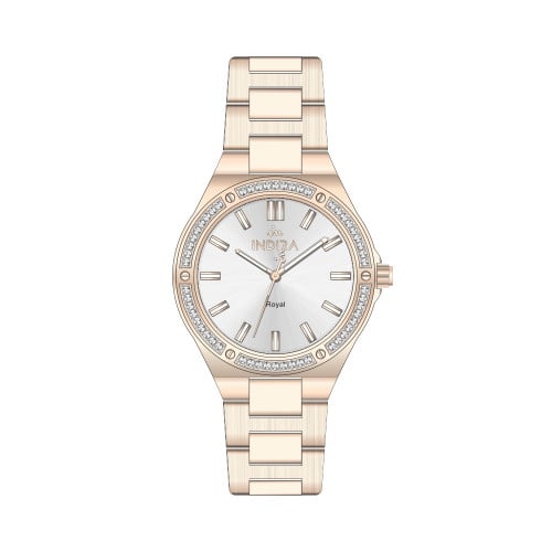 ساعة نسائية انديرا استيل بلون روز قولد