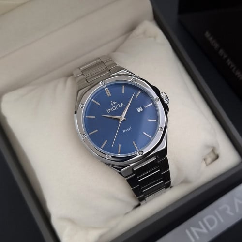 ساعة رجالية انديرا استيل بلون فضي