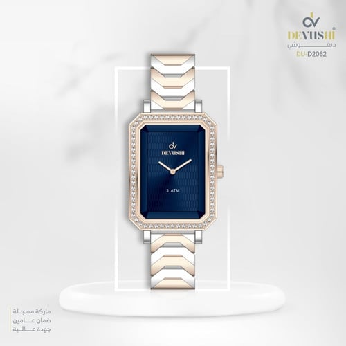 ساعة نسائية ديفوشي استيل بلون فضي و روز قولد
