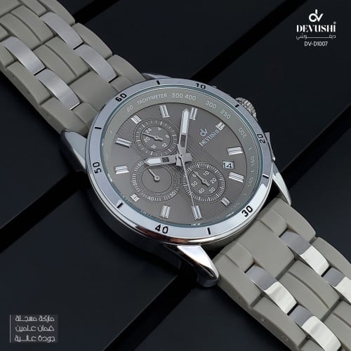ساعة رجالية ديفوشي ربل و استيل بلون رمادي و فضي