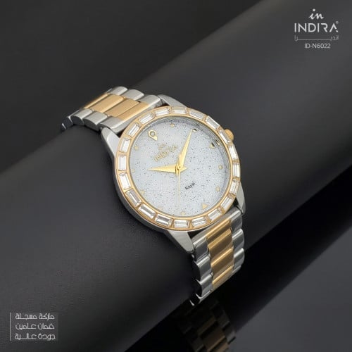 ساعة نسائية انديرا استيل بلون فضي و ذهبي