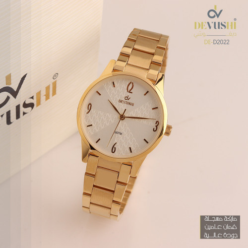 ساعة نسائية ديفوشي استيل بلون ذهبي