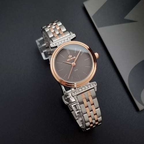 ساعة نسائية ديفوشي استيل بلون فضي و روز قولد