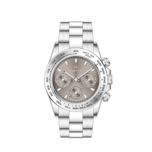 ساعة رجالية انديرا استيل بلون فضي