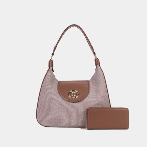 شنطه نسائي قماش بتصميم هادئ وأنيق - لون بني