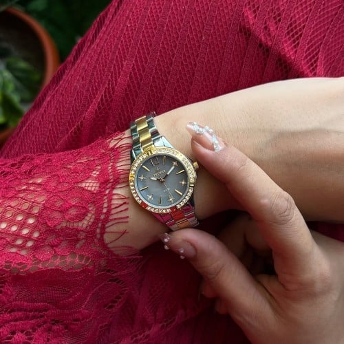 ساعة نسائية ديفوشي استيل بلون فضي و ذهبي