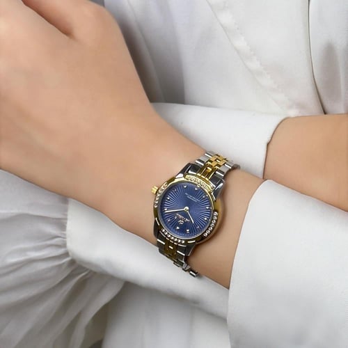 طقم ساعة نسائية واسوارة استيل - فضي و ذهبي