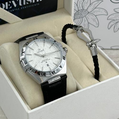 طقم ساعة ديفوشي الكحلي الرجالي مع سوار استيل أنيق