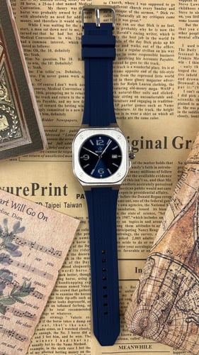 ساعة ديفوشي رجالية كحلي بإطار استيل وحزام مطاط ناع...