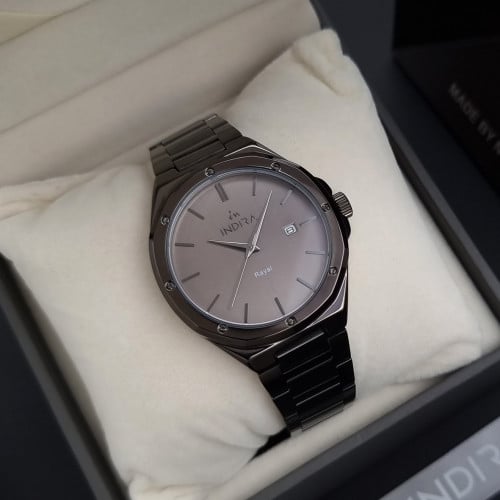 ساعة رجالية انديرا استيل بلون رمادي