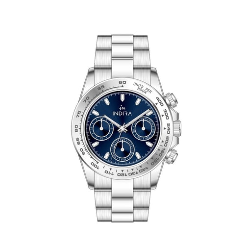 ساعة رجالية انديرا استيل بلون فضي