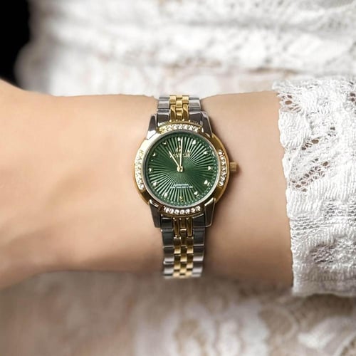 طقم ساعة نسائية واسوارة استيل - فضي و ذهبي