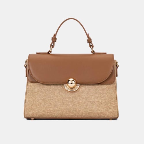 شنطة يد نسائية ومحفظة جلد بني كاكي من BAGCO – أناق...