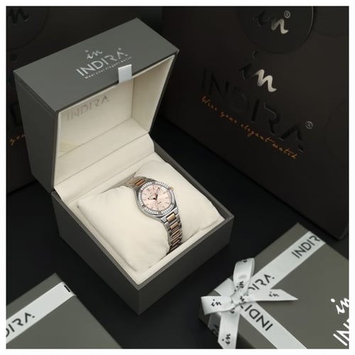 ساعة نسائية انديرا استيل بلون فضي و روز قولد