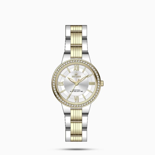 ساعة نسائية ديفوشي استيل بلون فضي و ذهبي