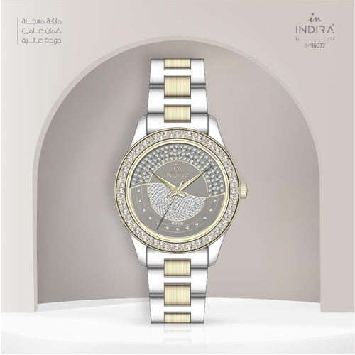 ساعة نسائية انديرا استيل بلون الفضي و الذهبي