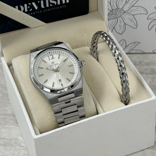 طقم نيلوفر الرجالي – ساعة ديفوشي وسوار استيل فاخر