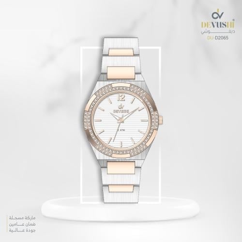 ساعة نسائية ديفوشي استيل بلون الروزقولد والفضي /SI...