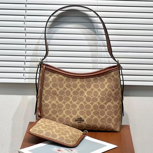 شنطة يد نسائية جلد منقوش ماركة covchie - لون بني