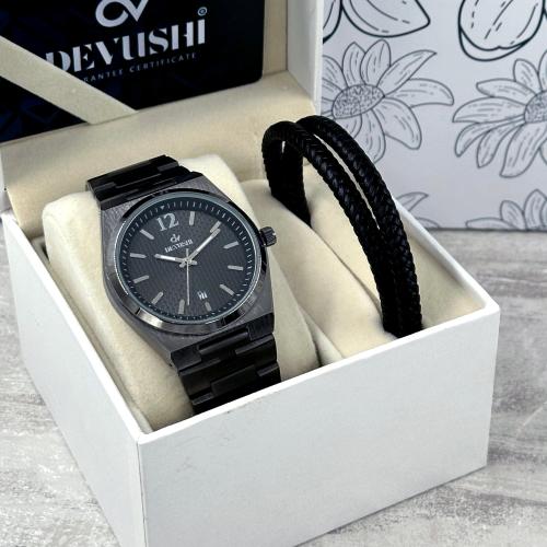 طقم نيلوفر الرجالي – ساعة ديفوشي وسوار جلد فاخر