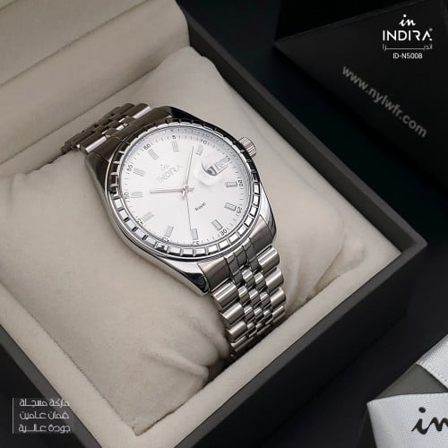 ساعة رجالية انديرا استيل بلون فضي