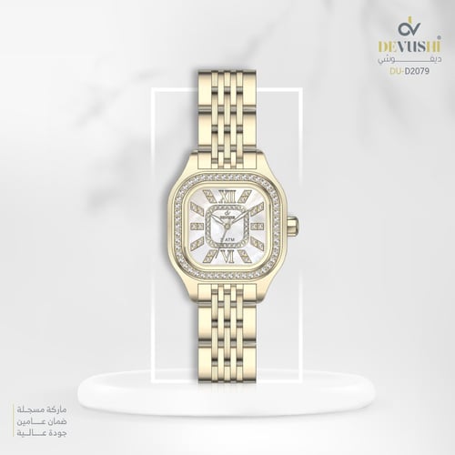 ساعة نسائية ديفوشي استيل بلون ذهبي