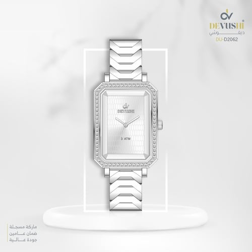 ساعة نسائية ديفوشي استيل بلون فضي