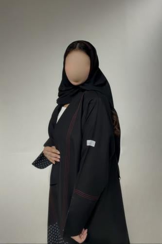 عباية كريب كتان دبل بلاك