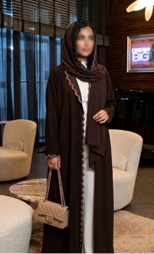 عباية كريب سراميك اندونيسي مع تطريز يدوي